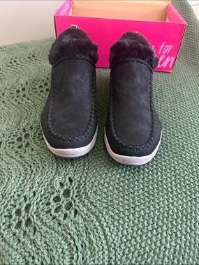 Black Faux Fur Slip-On Boots